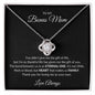 TO MY BONUS MOM LOVE KNOT NECKLACE (CHOOSE YOUR OWN DESIGN)