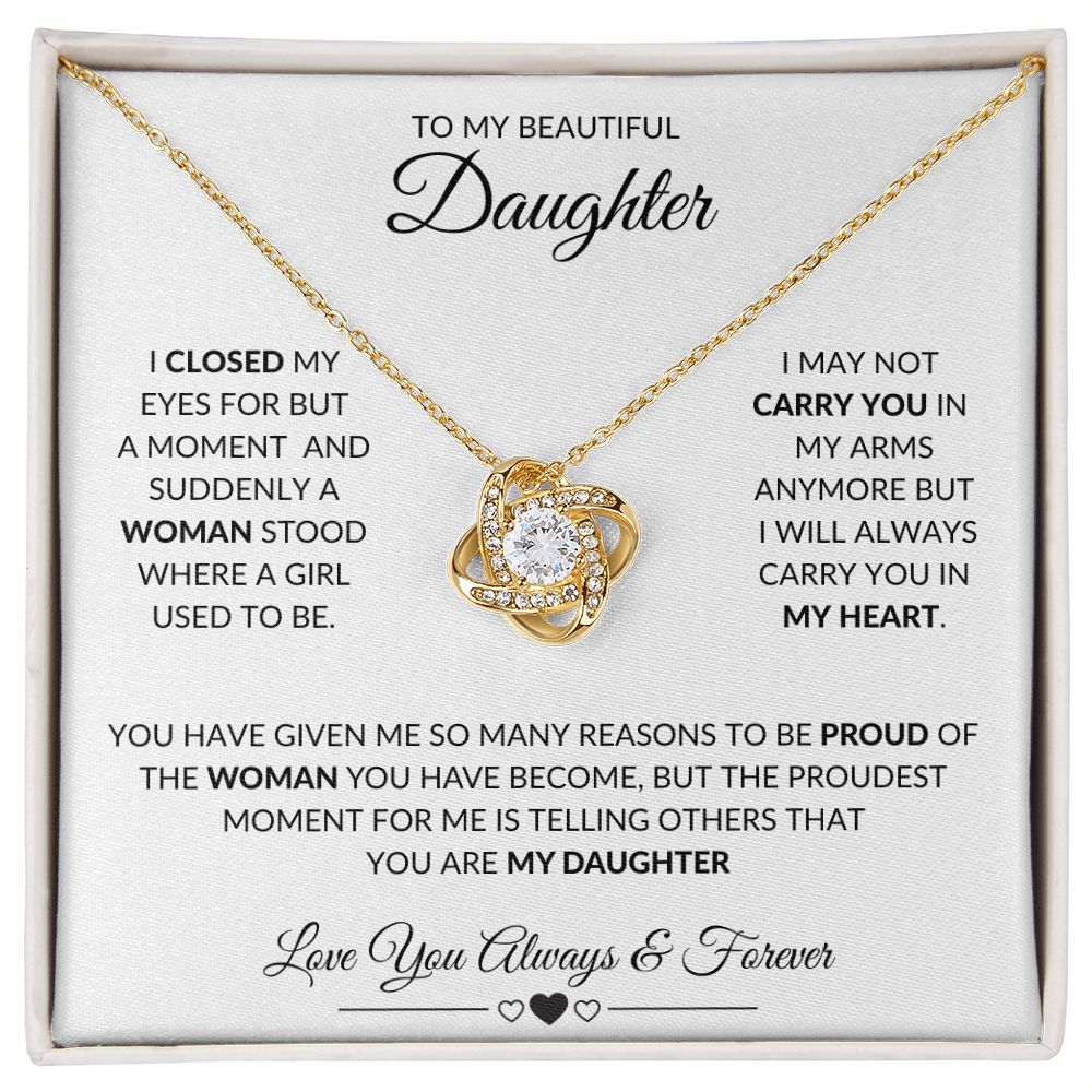 TO MY BEAUTIFUL DAUGHTER|LOVE KNOT NECKLACE