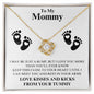 TO MY MOMMY LOVE KNOT NECKLACE|LOVE KISSES AND KICKS FROM YOUR TUMMY