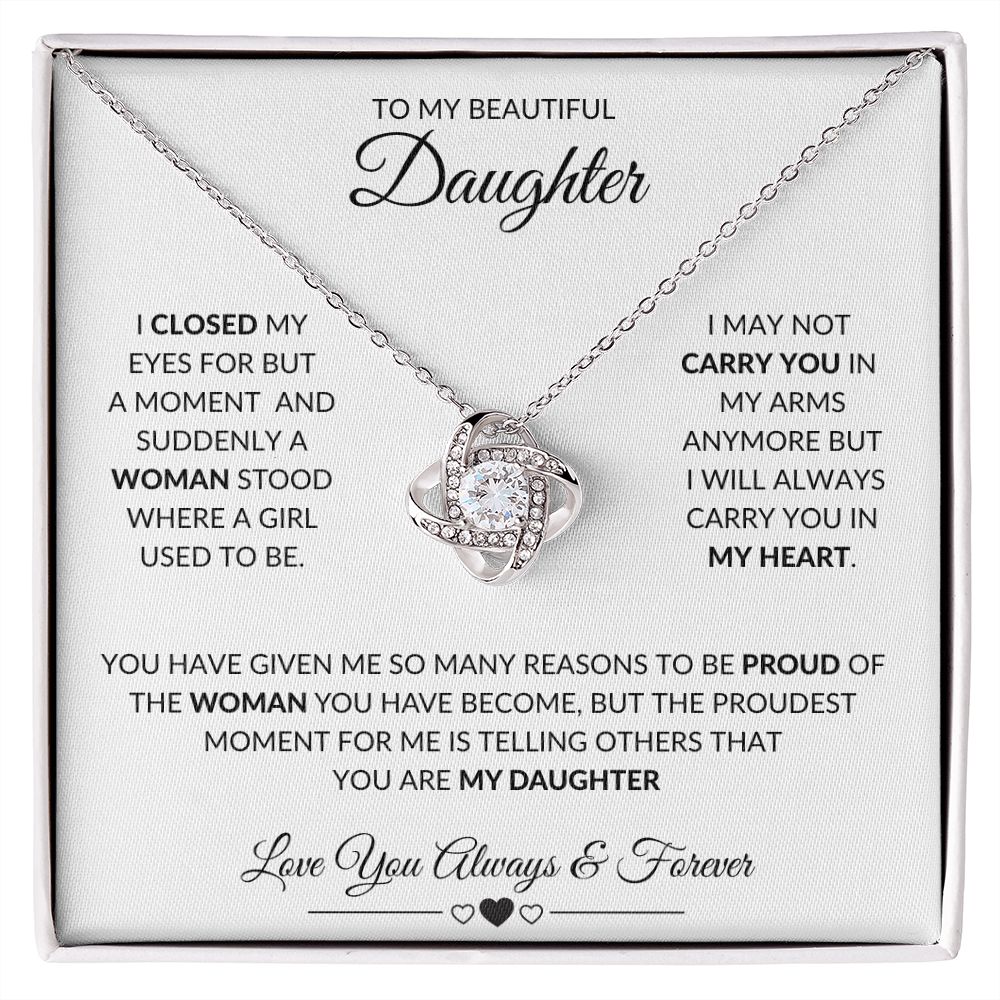 TO MY BEAUTIFUL DAUGHTER|LOVE KNOT NECKLACE