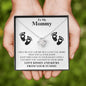 TO MY MOMMY LOVE KNOT NECKLACE|LOVE KISSES AND KICKS FROM YOUR TUMMY