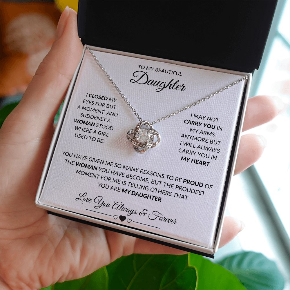 TO MY BEAUTIFUL DAUGHTER|LOVE KNOT NECKLACE