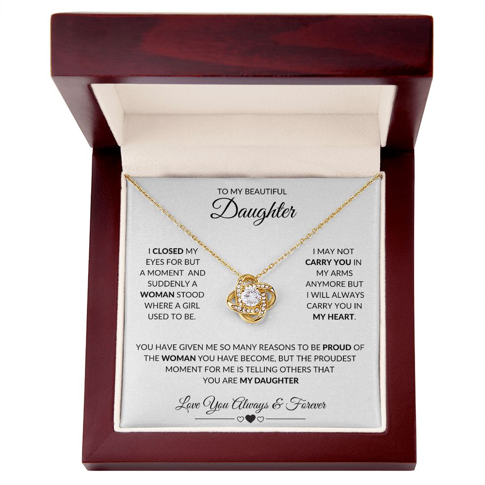 TO MY BEAUTIFUL DAUGHTER|LOVE KNOT NECKLACE