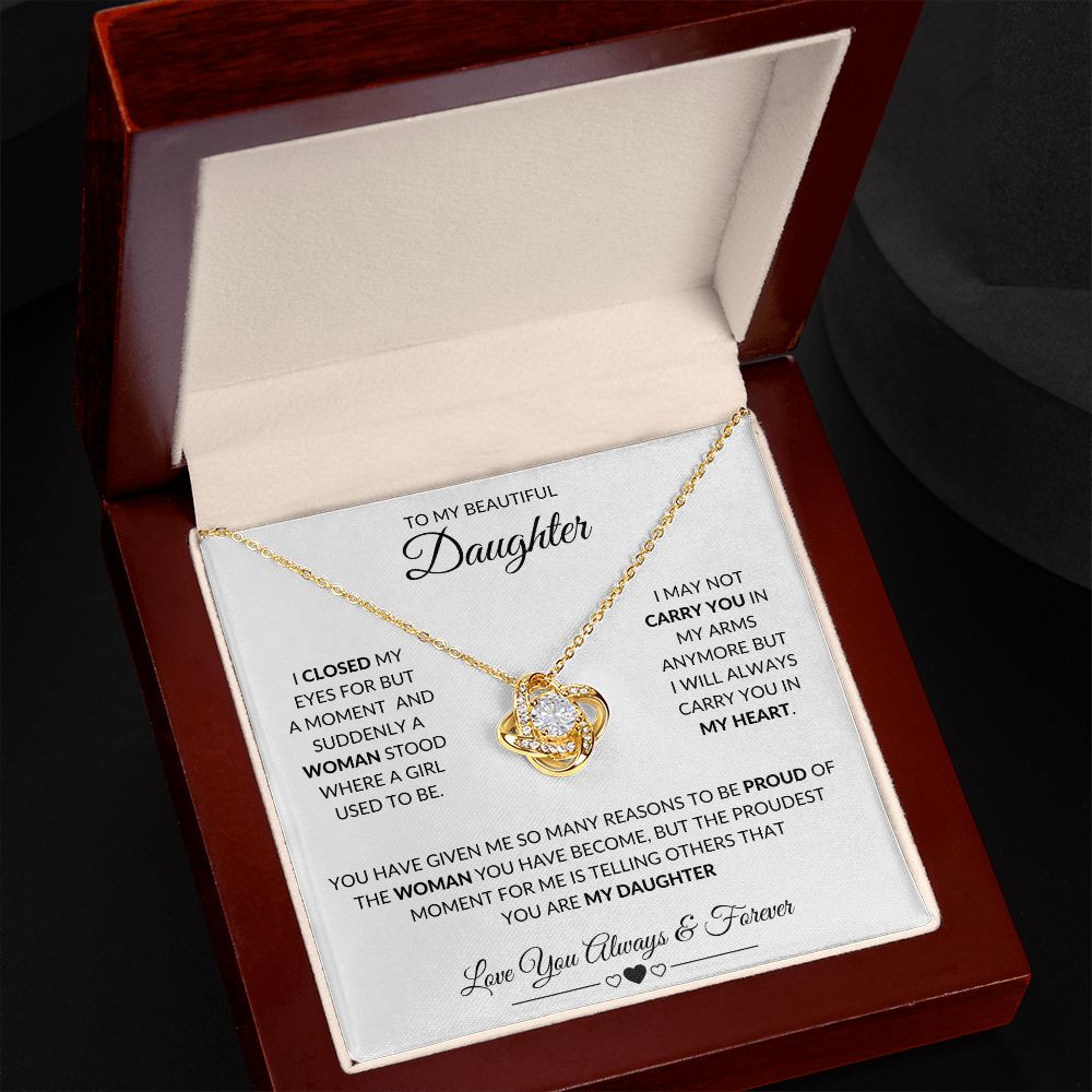 TO MY BEAUTIFUL DAUGHTER|LOVE KNOT NECKLACE