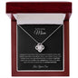 TO MY LOVING MOM LOVE KNOT NECKLACE (BLACK BACKGROUND)