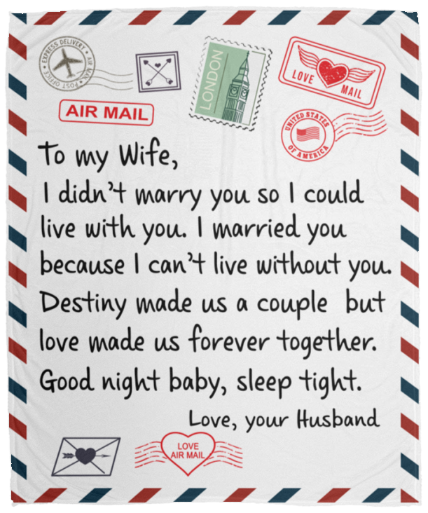 TO MY WIFE COZY PLUSH POSTCARD BLANKET