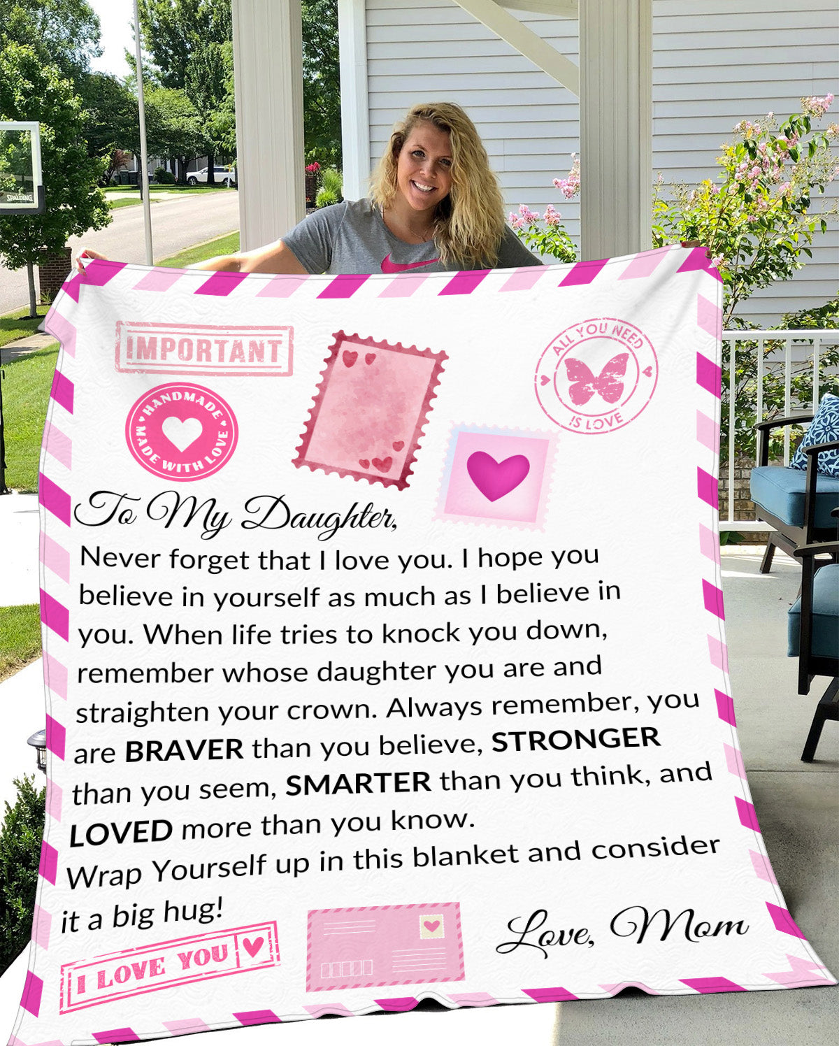 TO MY BEAUTIFUL DAUGHTER LOVE COZY POSTCARD BLANKET|MY MOST BEAUTIFUL CHAPTER