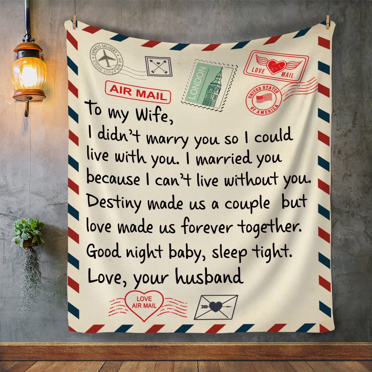 TO MY WIFE COZY PLUSH POSTCARD BLANKET-CREAM