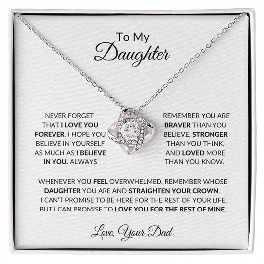 TO MY DAUGHTER LOVE KNOT NECKLACE FROM DAD|NEVER FORGET THAT I LOVE YOU