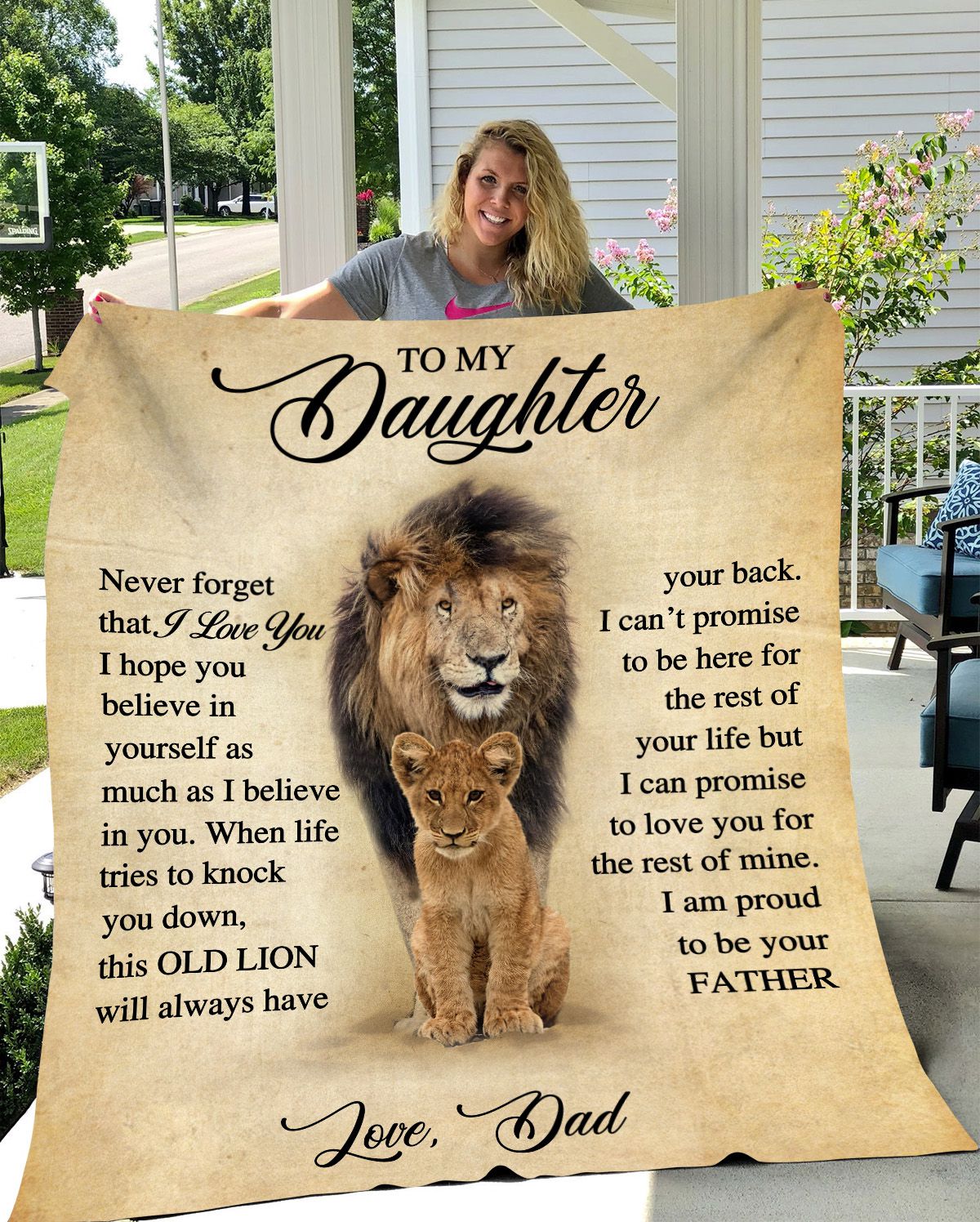 TO MY DAUGHTER FROM DAD COZY PLUSH BLANKET|THIS OLD LION WILL ALWAYS HAVE YOUR BACK