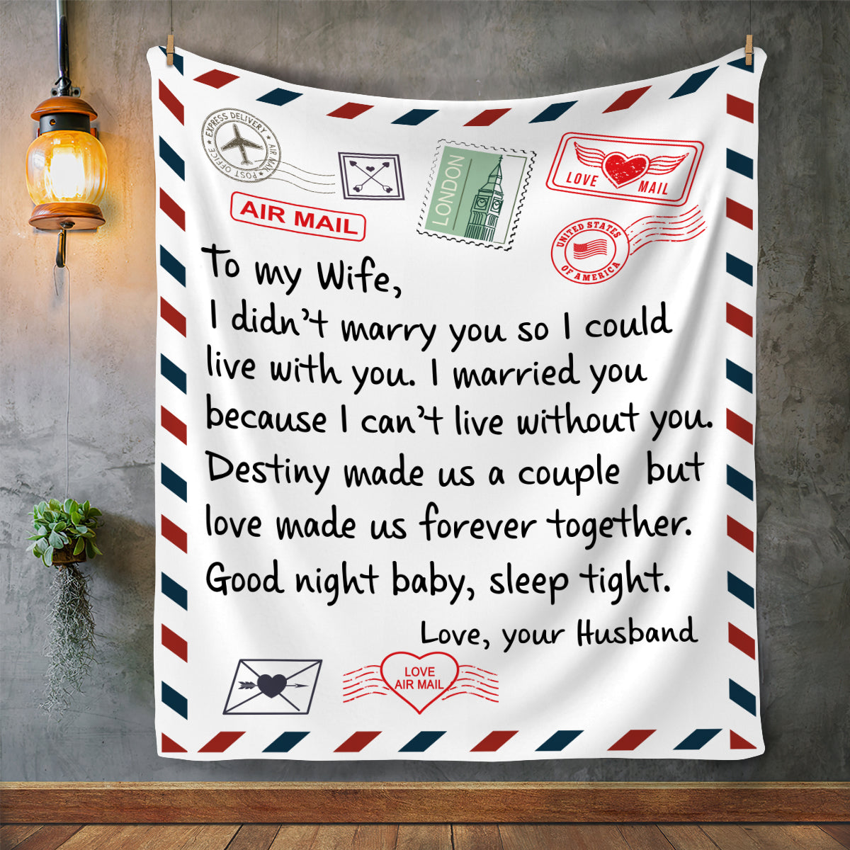 TO MY WIFE COZY PLUSH POSTCARD BLANKET