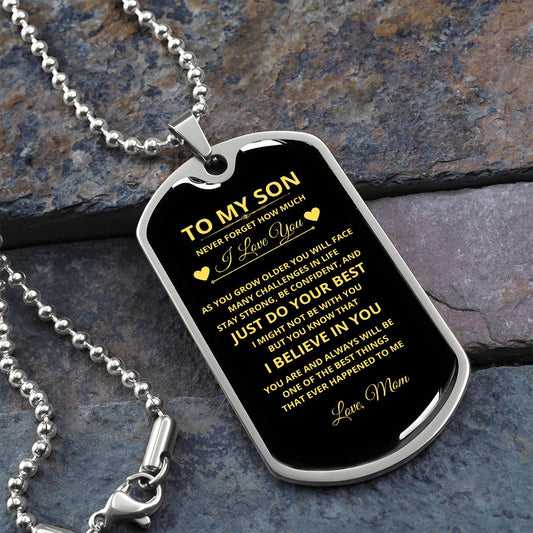 TO MY SON|I BELIEVE IN YOU|DOG TAG CHAIN