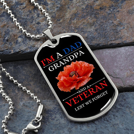 LEST WE FORGET VETERAN DOG TAG CHAIN