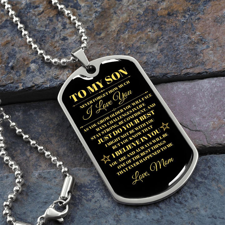 TO MY SON|I BELIEVE IN YOU|DOG TAG CHAIN