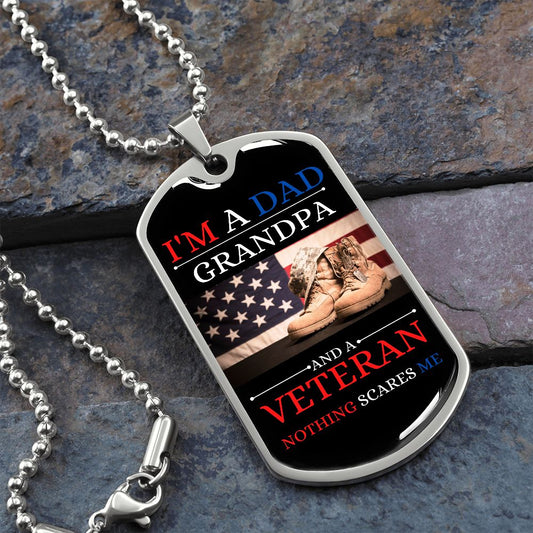 VETERAN NOTHING SCARES ME DOG TAG CHAIN