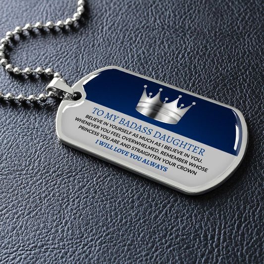 [SELLING FAST] TO MY BADASS DAUGHTER DOG TAG NECKLACE