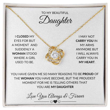 TO MY BEAUTIFUL DAUGHTER|LOVE KNOT NECKLACE