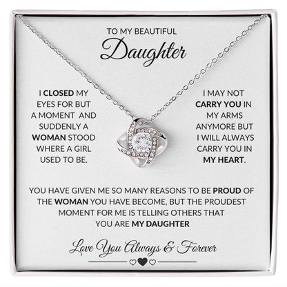 TO MY BEAUTIFUL DAUGHTER|LOVE KNOT NECKLACE