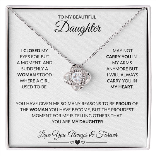 TO MY BEAUTIFUL DAUGHTER|LOVE KNOT NECKLACE