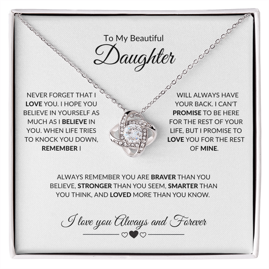TO MY BEAUTIFUL DAUGHTER LOVE KNOT NECKLACE