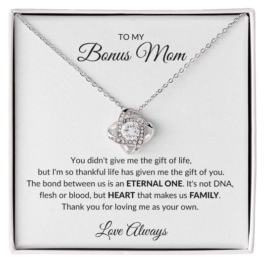 TO MY BONUS MOM LOVE KNOT NECKLACE|I LOVE YOU ALWAYS
