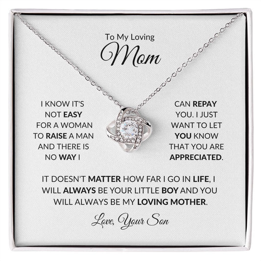 TO MY LOVING MOM LOVE KNOT NECKLACE