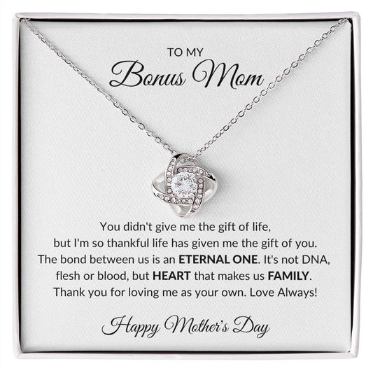 TO MY BONUS MOM LOVE KNOT NECKLACE (CHOOSE YOUR OWN DESIGN)