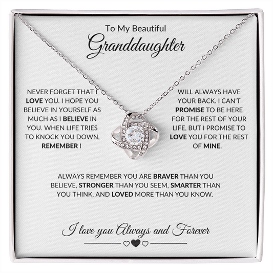 To My Beautiful Granddaughter|Love Knot Necklace