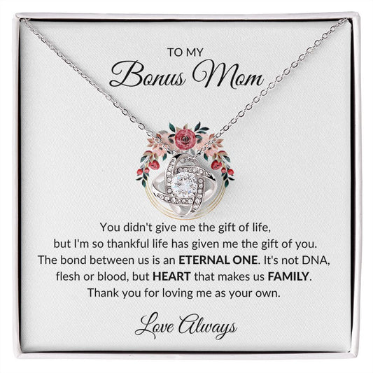 TO MY BONUS MOM LOVE KNOW FLOWER RING NECKLACE