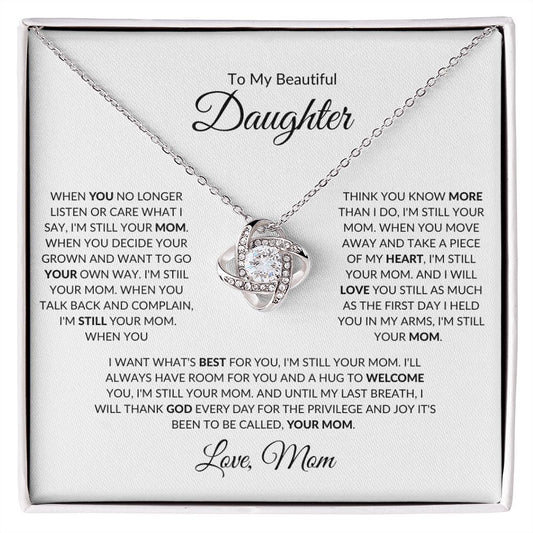 To My Beautiful Daughter Love Knot Necklace|A Privilege To Be Called Your Mom