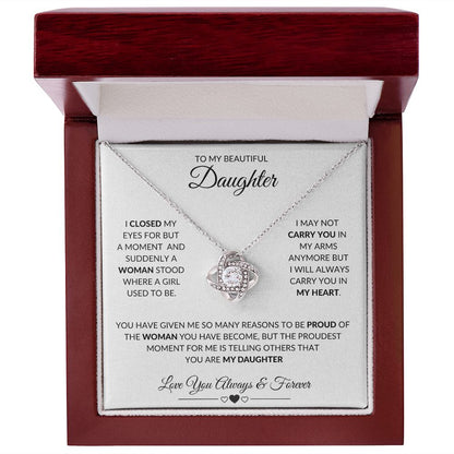 TO MY BEAUTIFUL DAUGHTER|LOVE KNOT NECKLACE