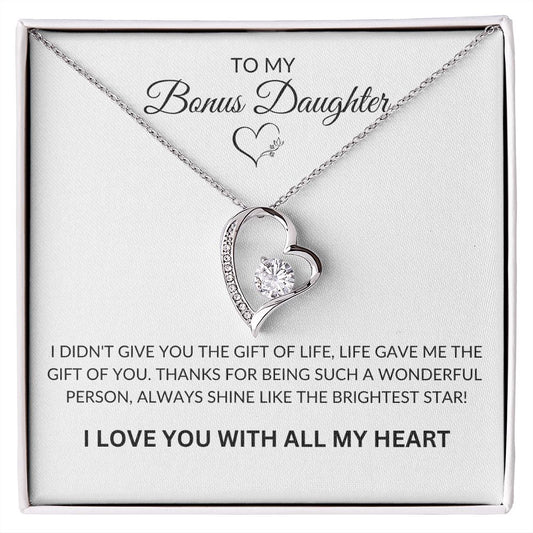 TO MY BONUS DAUGHTER FOREVER LOVE NECKLACE|I LOVE YOU WITH ALL MY HEART